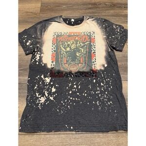 Y2K Aerosmith Rock Concert Band Tee Shirt Graphic Splatter Gray Men's Size Small